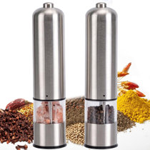 NOBLE GOURMET Electric Salt & Pepper Grinder Set - Adjustable Coarseness -  USB Rechargeable Battery - Refillable - Automatic Operation 
