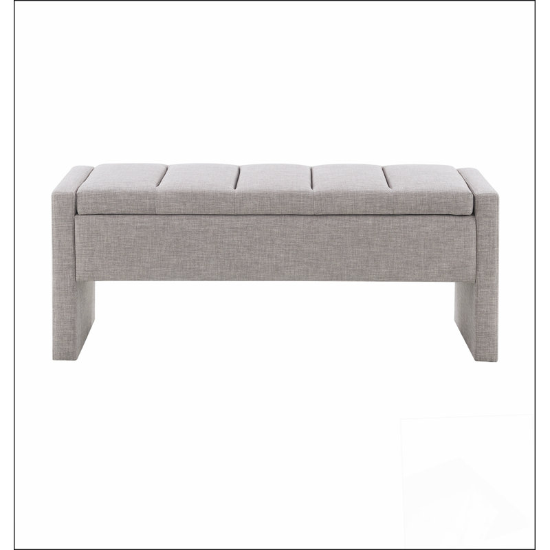 Modern Bed End Bench with Storage,Upholstered Large Foot Rest Stool, Comfy Window Vanity Bench for Living Room,Bedroom,Dorm,Coffee Table,Linen Light