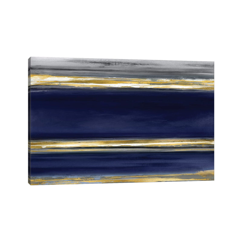 Parallel Lines On Indigo by Allie Corbin - Wrapped Canvas Painting, 152.5 cm H x 101.5 cm W