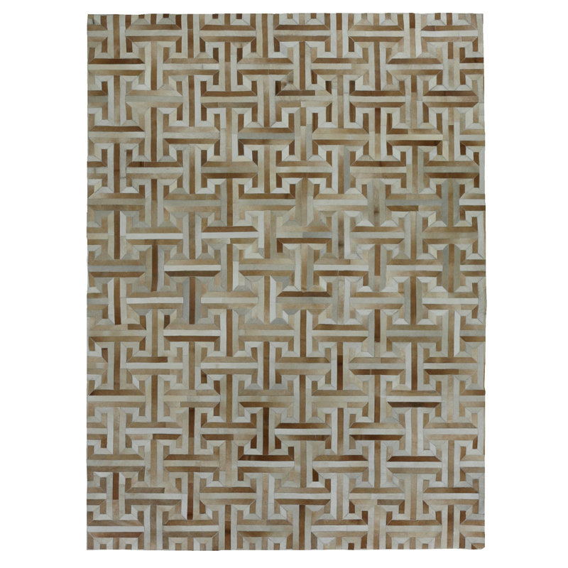 Metro-Velvet Geometric Area Rug in Brown/Gray/Ivory, Rectangle 10' x 14'