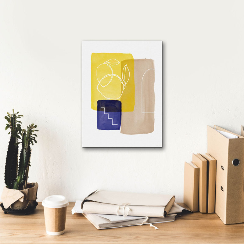 Toile épique «Lemon Pop Line Art» par Linda Woods, 40 po x 54 po, H 16 po x l 12 po x P 0,75 po