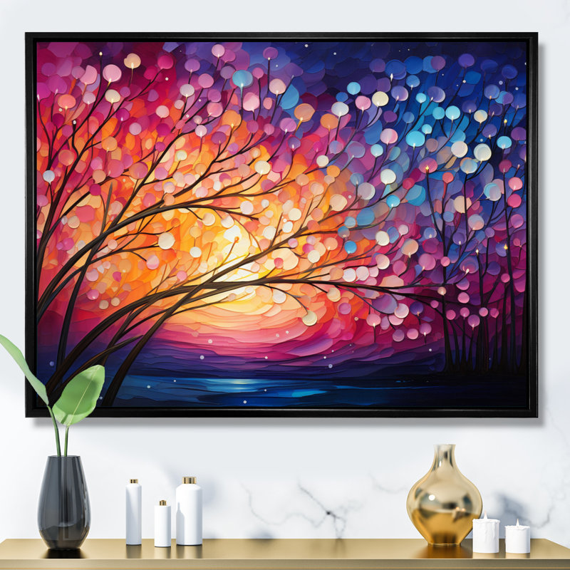 Hardedge Art Sublime Tree Symmetry III - Modern Canvas Art Print, H 24 po x l 32 po x P 1 po, Cadre flottant noir