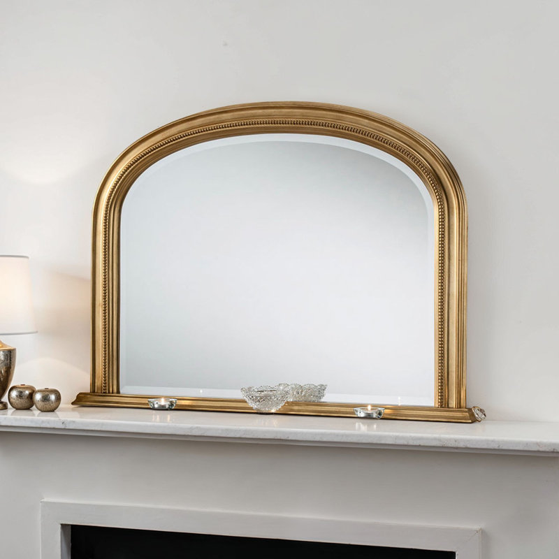 Burcham Arched Overmantle Wall Mounted Accent Mirror, Gold