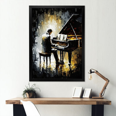 Homme jouant du piano II - musique, art mural