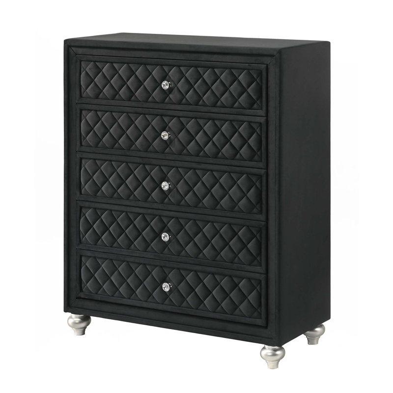 Commode en velours 5 tiroirs 1 pièce Traditional