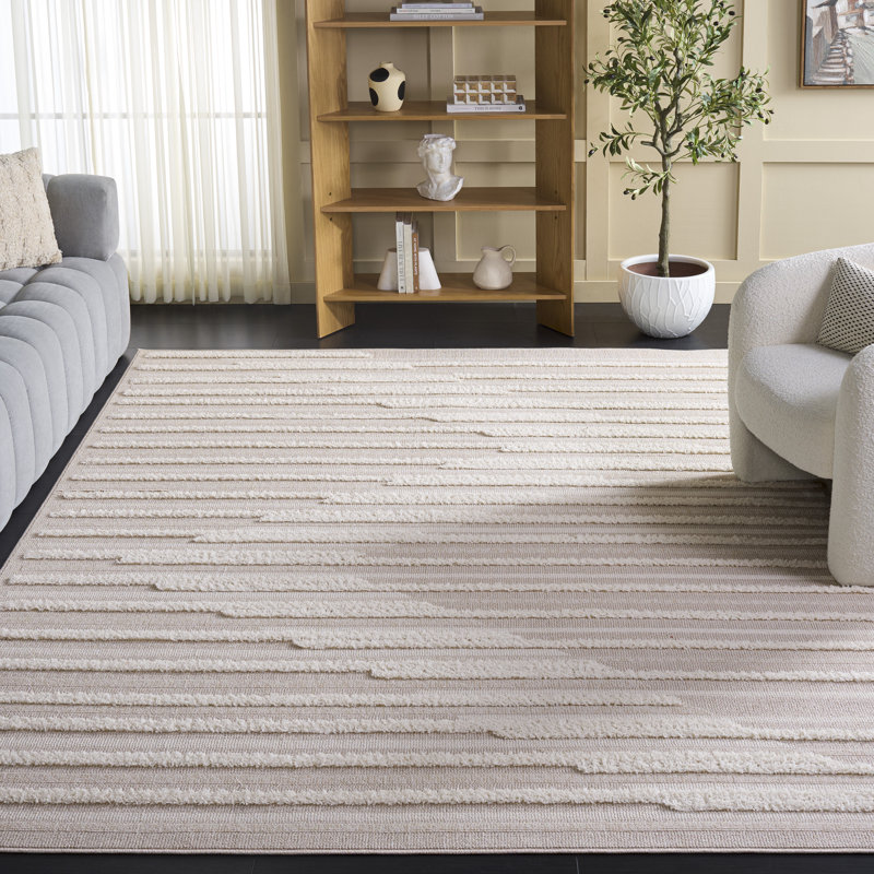 Anabeth Striped Polyester High-Low Pile Area Rug, Rectangle 8' x 10'