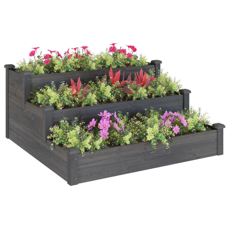 Aukje Wood Raised Garden Bed, Grey
