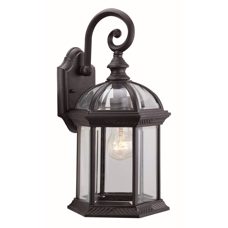 Lanterne murale d'extérieur H 15,5 po Ulrey, Noir, Verre biseauté transparent