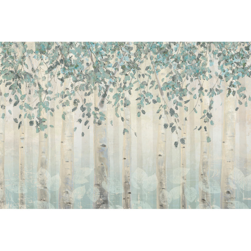 Forêt de rêve I feuilles d'argent, H 8 po x l 12 po x P 1,25 po, Non, Toile avec cadre érable