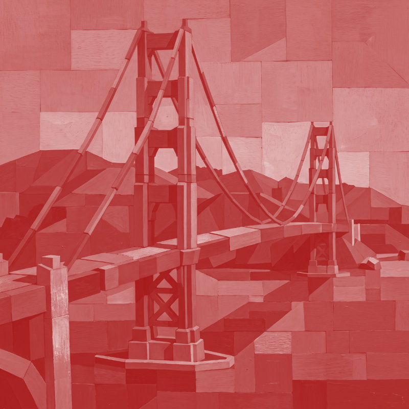 Tapis de bain Golden Gate Bridge, L 24 po x L 17 po, Medium Red Dark Red