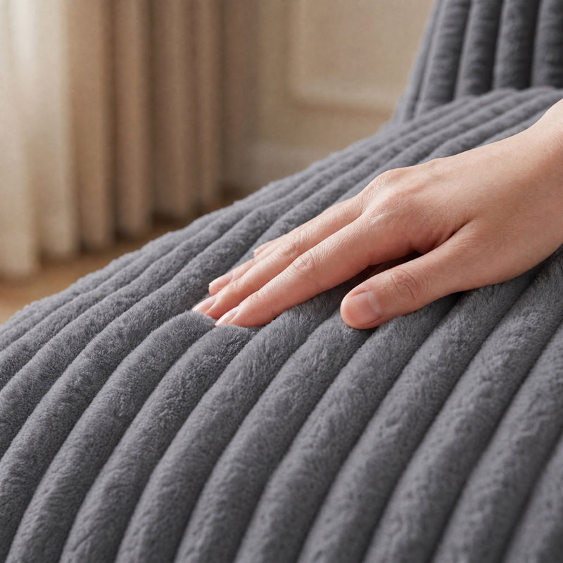Fauteuil pouf Kannon Comfy, canapé-pouf paresseux en fausse fourrure pour salon, chambre et dortoir, Gris, 2