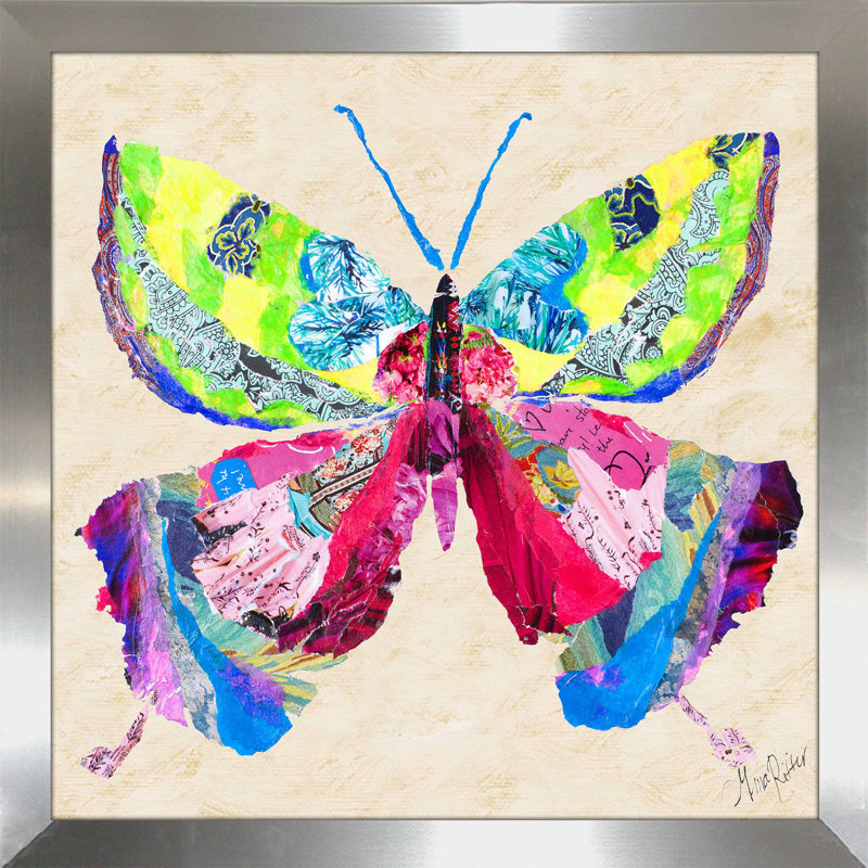 " Brilliant Butterfly I " by Gina Ritter, 25.5" H x 25.5" W x 1" D, Silver Framed