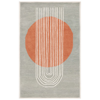 Anyfer Rodeo Drive Hand Tufted Wool/Cotton Abstract Rug in Grey/Rust