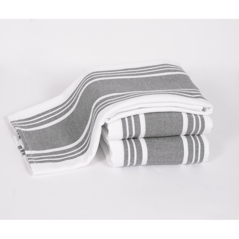 All-Clad Dual Striped Tea Towel, Pewter