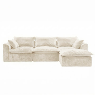 110″ L-Shaped Sectional Sofa, 4-Piece Modular Boneless Chenille Couch Set with Pillows, No Assembly Required