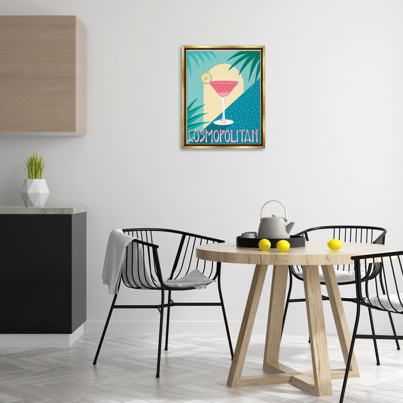 Cosmopolitan & Palm Leaves, Cadre flottant métallique doré, H 21 po x l 17 po