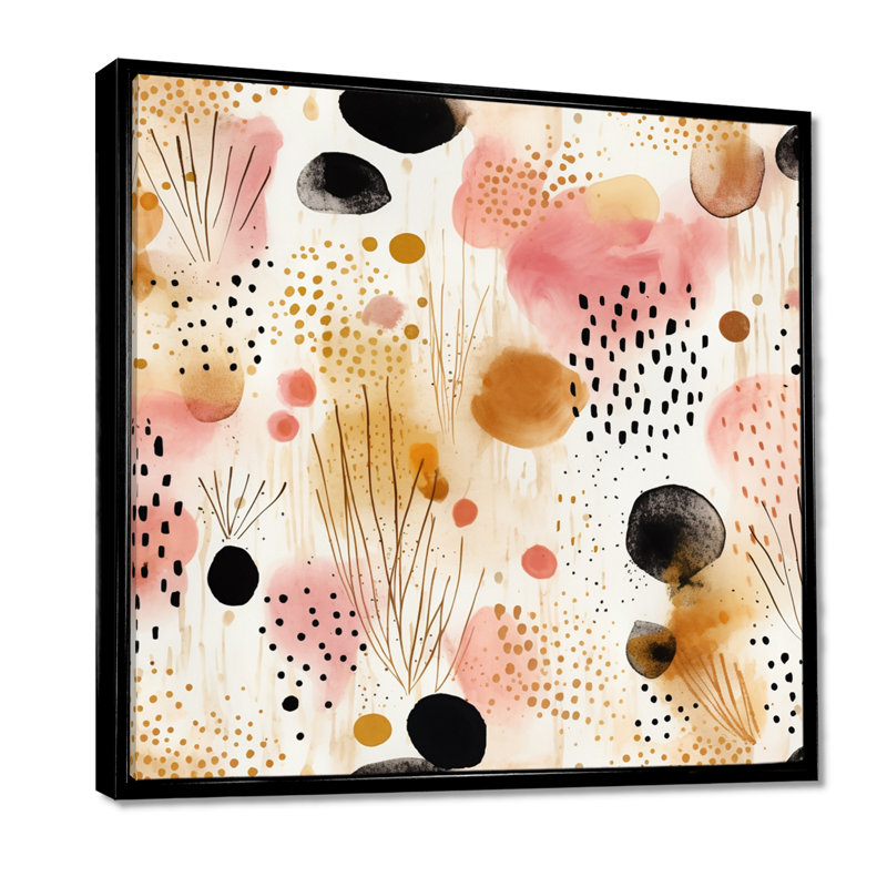 Graphic Fall Leaves - Botanicals Wall Art, Black Floater Framed Canvas, 16" H x 16" W x 1" D