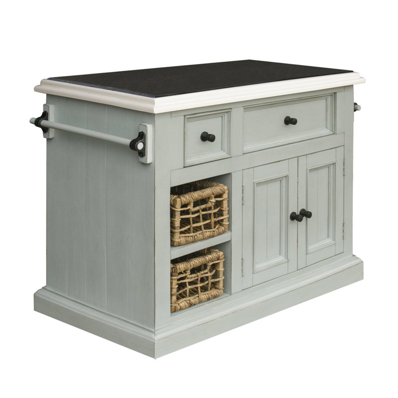 Harpenden Granite Top Kitchen Island, Blue Mist