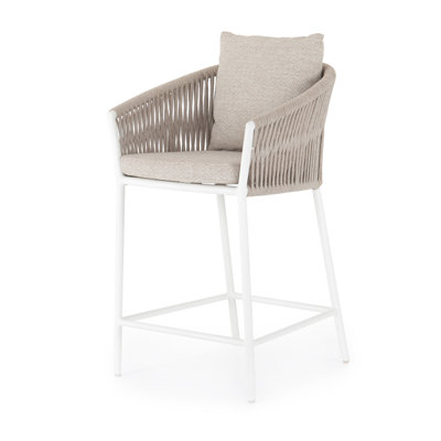 Tabouret de patio en teck avec coussin