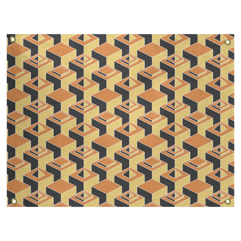 Tapisserie, H 59 po x l 80 po, Orange/jaune