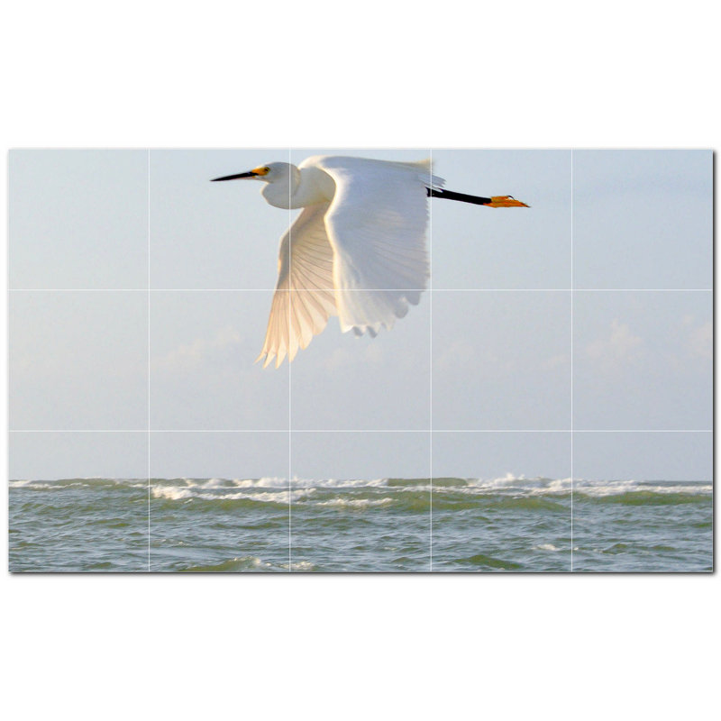 Panneau décoratif en céramique satinée Bird Photo 12 po x 12 po