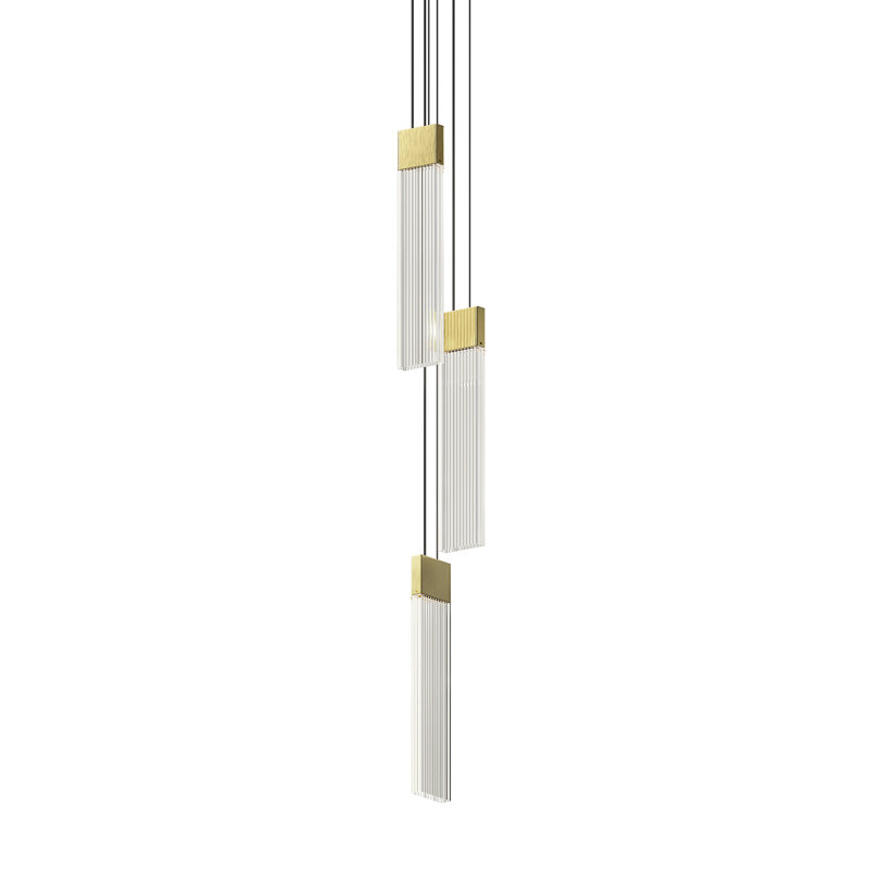 V Panels 3 - Light LED Pendant, Brass