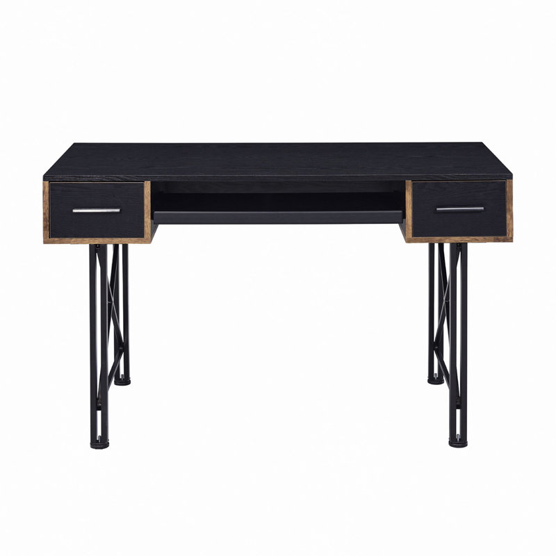 Bureau d'ordinateur rectangulaire à 2 tiroirs