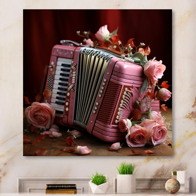 «Music Accordion Amore Romantic Rose», reproduction sur toile