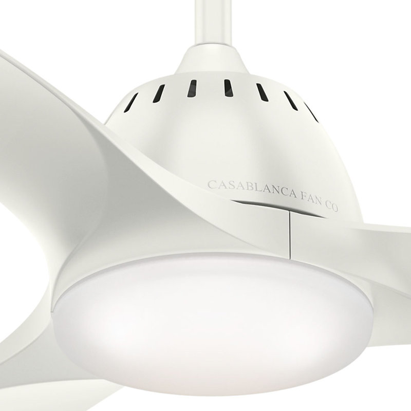 52" Wisp  3 - Blade LED Standard Ceiling Fan with Remote Control and Light Kit Included, White/Noble Bronze