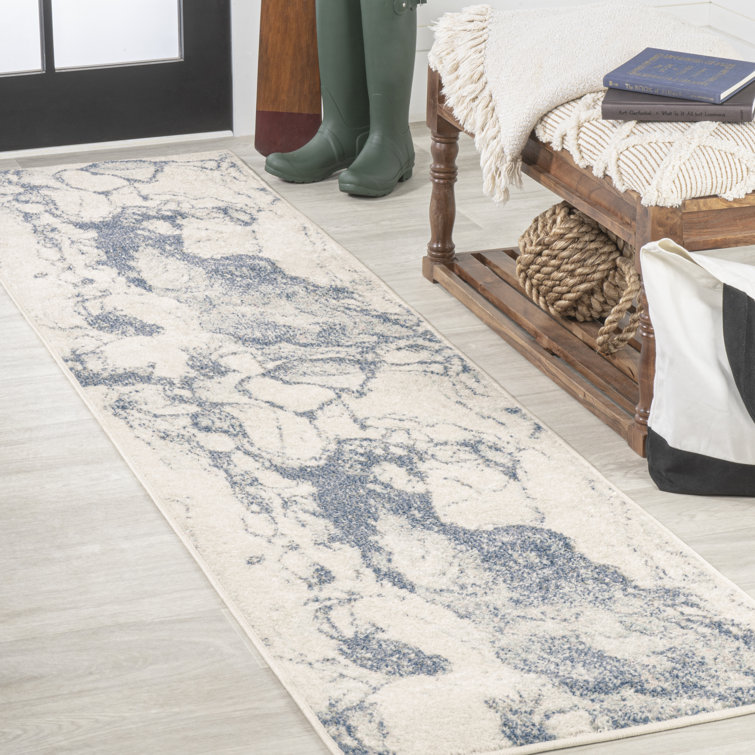 Cooper-John Abstract Marbled Modern Blue/Cream Rug
