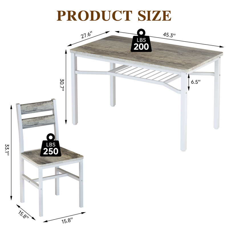 Dining Room Table Set For 4 With Storage, 5 Piece Farmhouse Dining Table Set With Chairs For Home Kitchen, Apartment