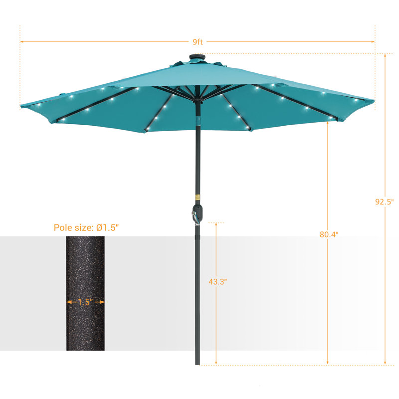 Parasol de marché éclairé 108 po Dorelli, Bleu lac