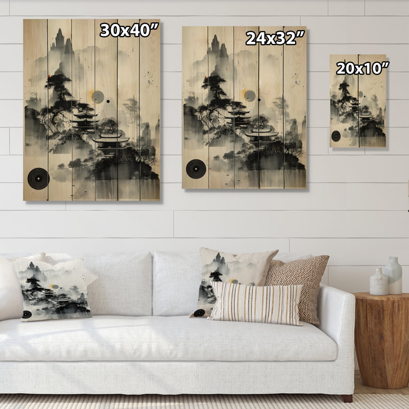 Asian Art Phonographs Sumi sur impression sur bois, H 32 po x l 24 po x P 0,78 po