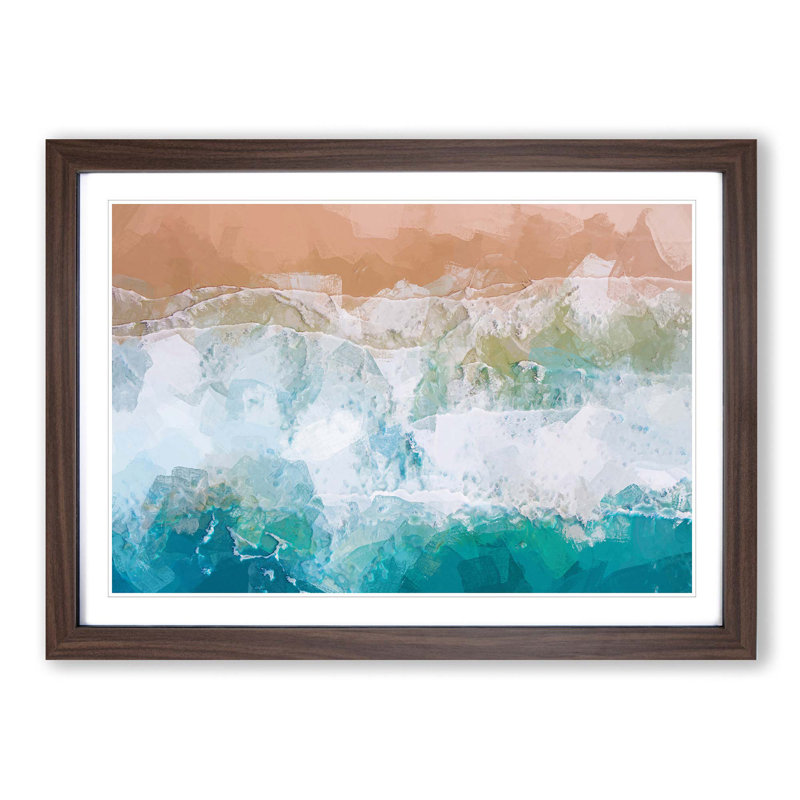 Beach Waves in Australia in Abstract - Picture Frame Graphic Art Print on MDF, 36cm H x 48cm W x 2cm D, Walnut Framed