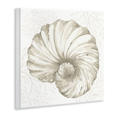 Spiral Shell & Neutral Coral Wall Plaque Art, design by Yvette St. Amant