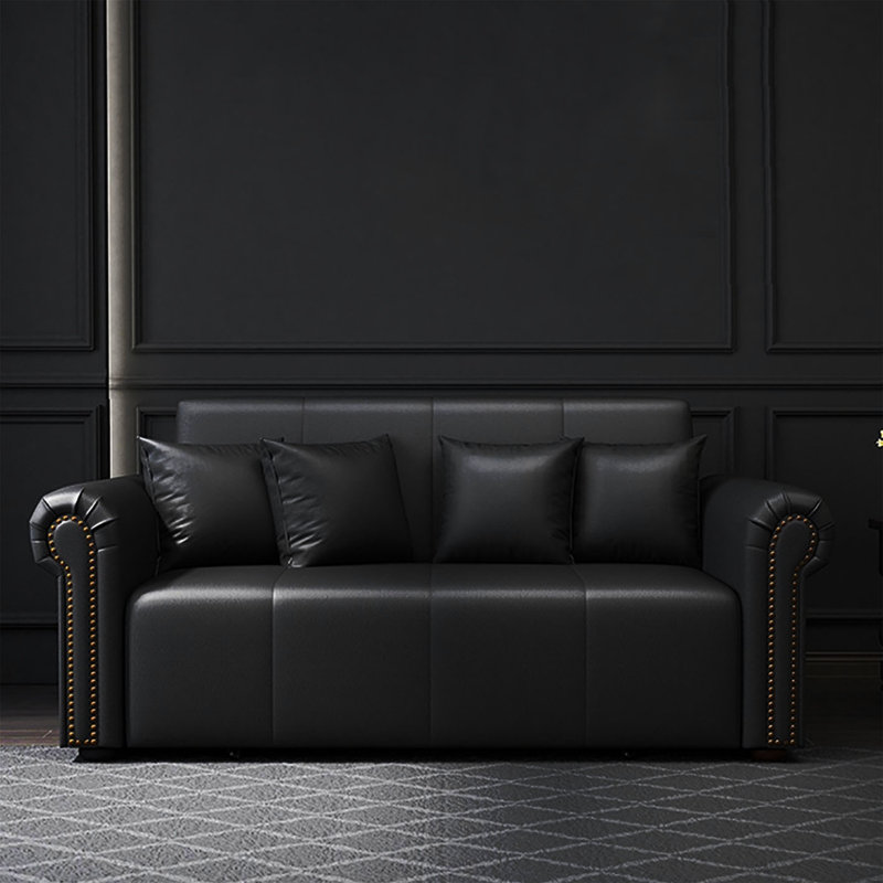 Canapé-lit en cuir 51,18 po, 33.46" H x 51.18" W x 37.40" D, Black