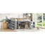 Lit mezzanine simple en bois d'hévéa avec rangement et bureau optimisés, gris