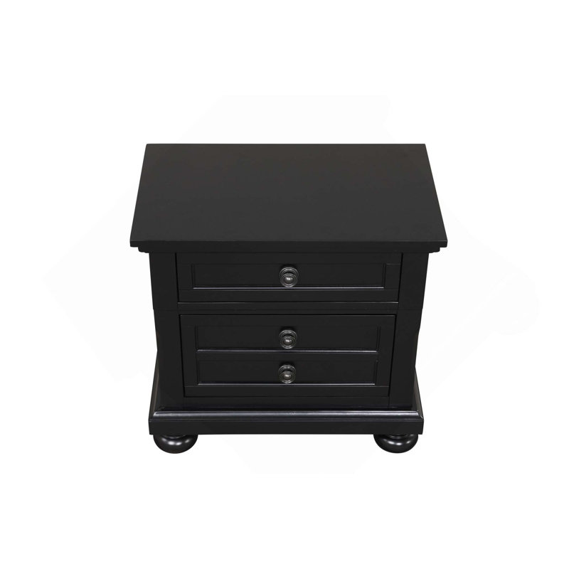 Table de chevet en bois de conception moderne avec tiroir de rangement et pieds en boule, Black
