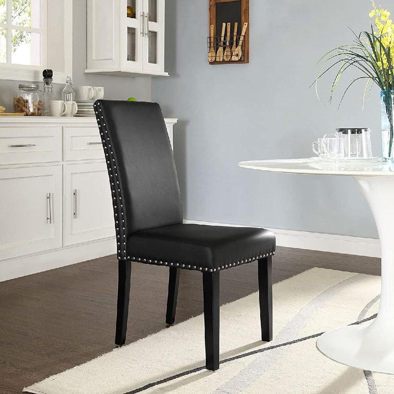 Chaise parsons rembourrée en noir, Blanc