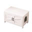 Enceinte de litière blanche en bois avec porte de grange, en blanc