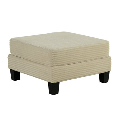 Contemporary Square Storage Ottoman With Wooden Legs, Beige | Gift Idea