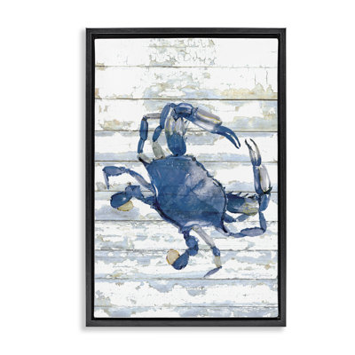  Toile flottante encadrée crabe bleu océan délavé par Jessie Perry