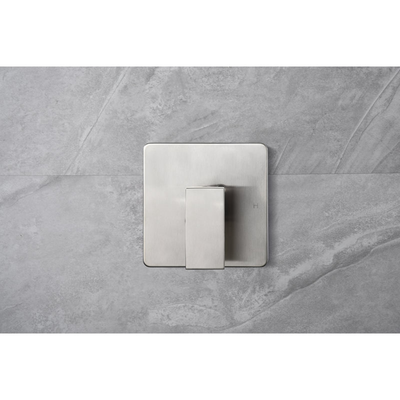 Icon Collection Shower Trim Only: 8" Square Rain Shower Head, Handle Set, & Rough-in Valve Included - Brushed Nickel 
