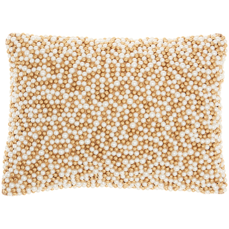  Luminescence Rectangular Pillow Cover and Insert, Ivory/Gold