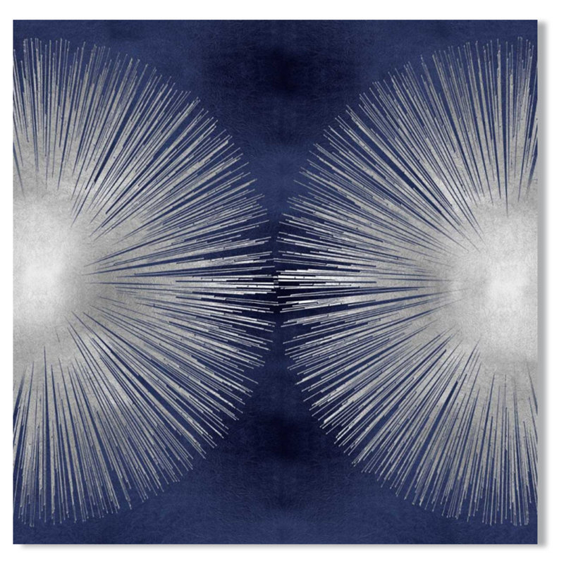 «Silver Sunburst On Blue II», reproduction d'art sur toile tendue