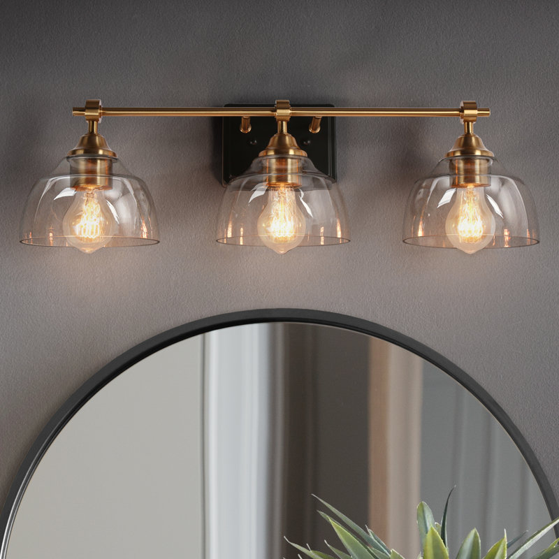 Aura 3- Light Dimmable Cooper/Black Modern Contemporary Bathroom Vanity Light , 3