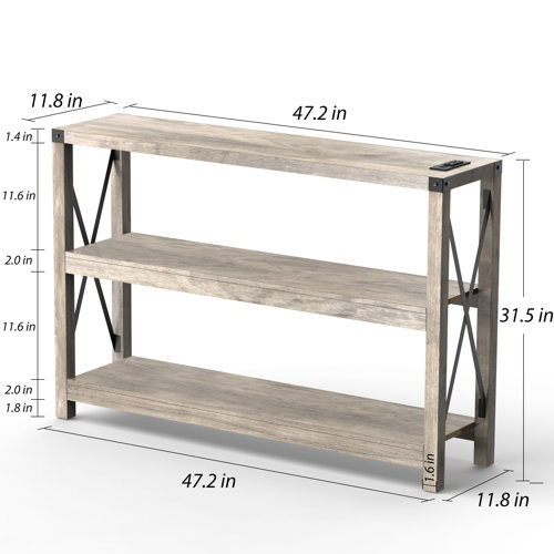 Gracie Oaks Darletha 39.4'' Console Table with 2 USB Ports, 2 Power ...