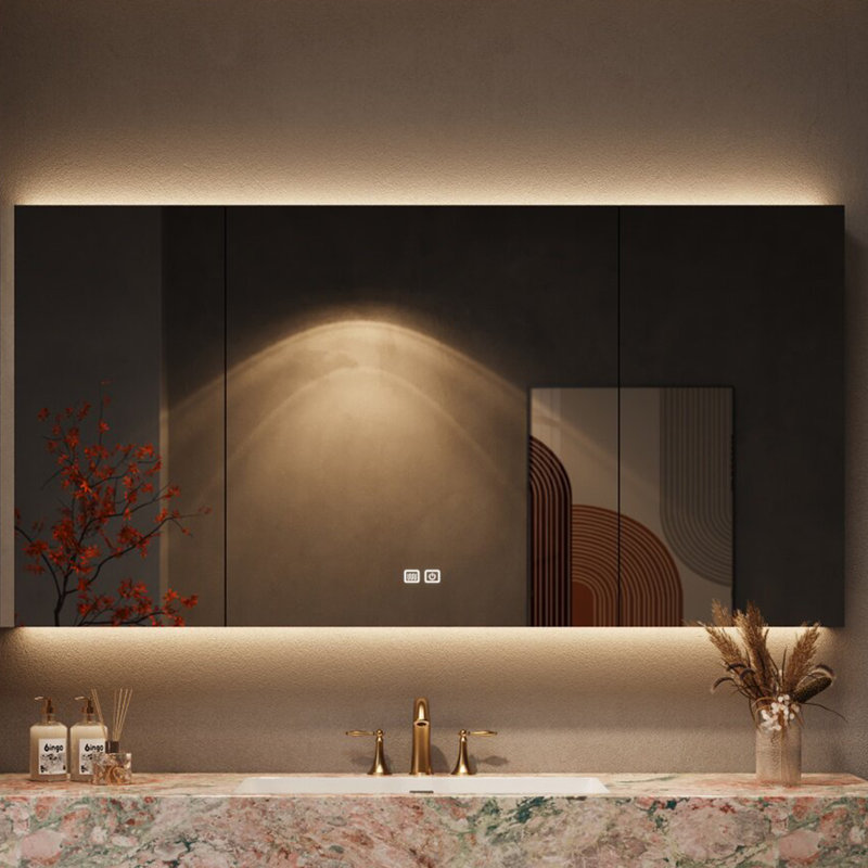 Meuble de salle de bain moderne, simple et lumineux de luxe, 21.7 "H x70.9"W x 21.7"D, Brun