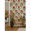 Rouleau de papier peint à motif floral treillis rouge Gurkirat Vibrant Blooms Stylish Interiors