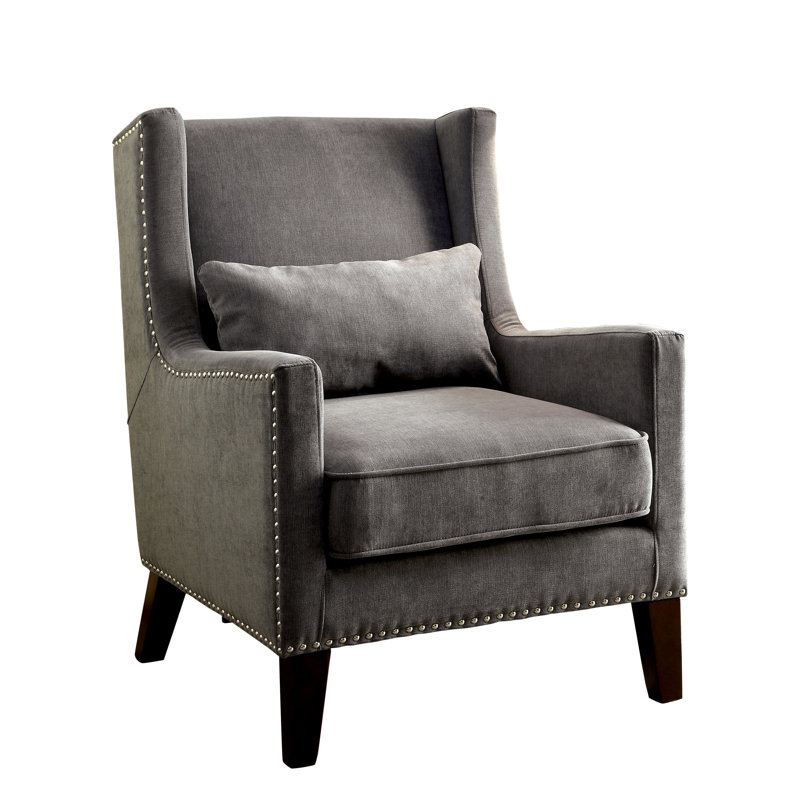 Fauteuil à oreilles de 72,39 cm de large Marlow, 100 % polyester gris